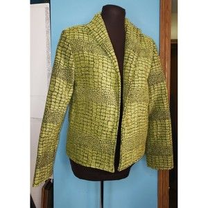 Vintage Painted Pony Womens Blazer Jacket Green Gator Print Size Small‎ USA Made